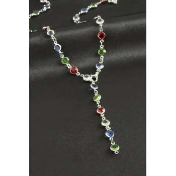 ÇOK SATAN Yuvarlak Zirkon Taşlı Y Kolye