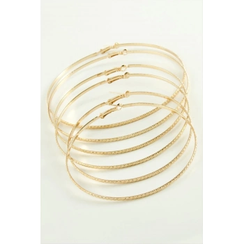 ÇOK SATAN Zikzak Desenli Metal Halka Küpe 6 Adet