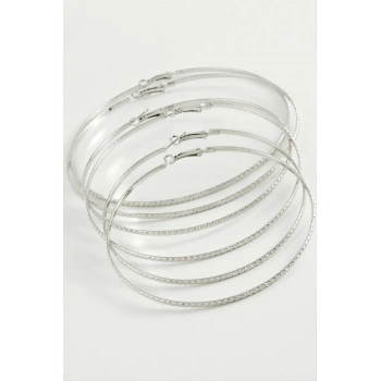 ÇOK SATAN Zikzak Desenli Metal Halka Küpe 6 Adet