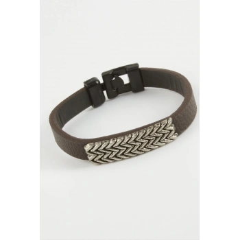 ÇOK SATAN Zikzak Kaliteli Suni Deri Bileklik