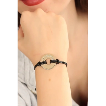 FREEDOM (Özgür) Siyah Deri İpli Unisex Mood Bileklik