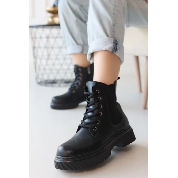 TAVSİYE EDİLEN GÜVENLİ SATICI Daum Siyah Cilt Bağcıklı Bot