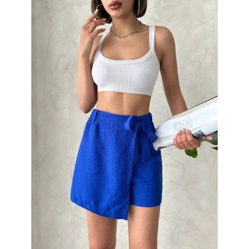 TAVSİYE EDİLEN GÜVENLİ SATICI Fiyonklu şort etek saks s255021