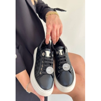 TAVSİYE EDİLEN GÜVENLİ SATICI Jlar Siyah Cilt Bağcıklı Spor Ayakkabı