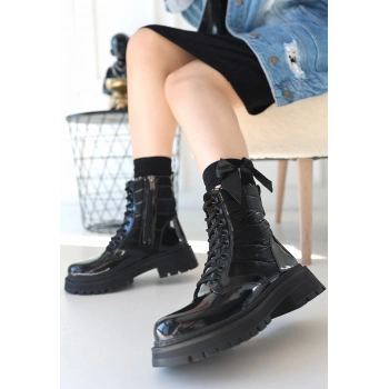 TAVSİYE EDİLEN GÜVENLİ SATICI Josse Siyah Rugan Bağcıklı Bot