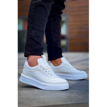 TAVSİYE EDİLEN GÜVENLİ SATICI KB-006 Kuback Beyaz Cilt  Yüksek Taban Bağcıklı Günlük Erkek Ayakkabı