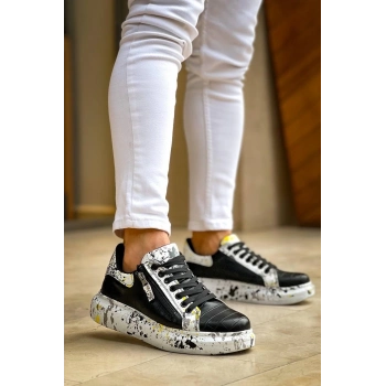 TAVSİYE EDİLEN GÜVENLİ SATICI KB-02  Kuback Bağcıklı Crocodile Siyah Sarı Günlük Erkek Ayakkabı