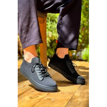 TAVSİYE EDİLEN GÜVENLİ SATICI KB-110  Kuback Siyah Triko Siyah Yüksek Taban Bağcıklı Günlük Erkek Ayakkabı