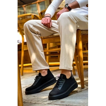 TAVSİYE EDİLEN GÜVENLİ SATICI KB-116 Kuback Siyah Siyah Taban Bağcıklı Triko Günlük Erkek Ayakkabı