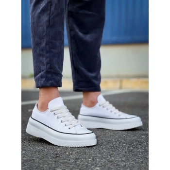 TAVSİYE EDİLEN GÜVENLİ SATICI KB-CX-3 Kuback Kısa Beyaz Keten Beyaz Yüksek Taban Spor Ayakkabı