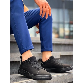 TAVSİYE EDİLEN GÜVENLİ SATICI KB-X204 Kuback Siyah Keten Siyah Yüksek Taban Günlük Erkek Spor Ayakkabı