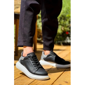 TAVSİYE EDİLEN GÜVENLİ SATICI KB-X500  Kuback  Siyah Gümüş Yüksek Taban Bağcıklı Günlük Erkek Ayakkabı