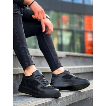 TAVSİYE EDİLEN GÜVENLİ SATICI KB-X8 Kuback Siyah Cilt Siyah Süet  Detaylı Siyah Yüksek Taban Günlük Spor Ayakkabı