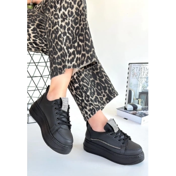 TAVSİYE EDİLEN GÜVENLİ SATICI Leope Siyah Cilt Bağcıklı Spor Ayakkabı