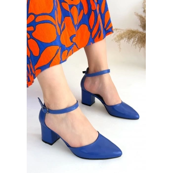 TAVSİYE EDİLEN GÜVENLİ SATICI Mulen Mavi Cilt Topuklu Ayakkabı