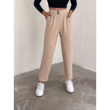 TAVSİYE EDİLEN GÜVENLİ SATICI örme krep pantolon çift düğmeli