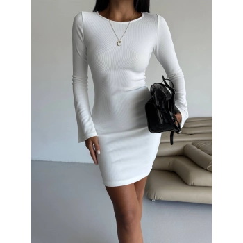 TAVSİYE EDİLEN GÜVENLİ SATICI Prenses kol esnek kumaş elbise beyaz f2334