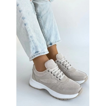 TAVSİYE EDİLEN GÜVENLİ SATICI Slar Bej Cilt Bağcıklı Spor Ayakkabı