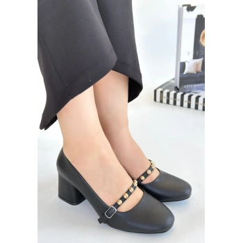 TAVSİYE EDİLEN GÜVENLİ SATICI Tino Siyah Cilt Topuklu Ayakkabı