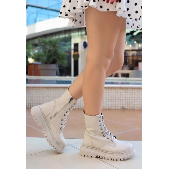 TAVSİYE EDİLEN GÜVENLİ SATICI Toan Bej Cilt Bağcıklı Bot