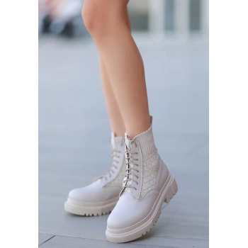 TAVSİYE EDİLEN GÜVENLİ SATICI Utag Bej Cilt Bağcıklı Bot