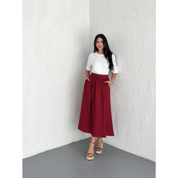 TAVSİYE EDİLEN GÜVENLİ SATICI Vual Kumaş Rahat Kesim Yazlık Kadın Etek – Hafif ve Şık Tasarım