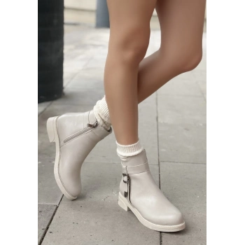 TAVSİYE EDİLEN GÜVENLİ SATICI Wiota Bej Cilt Topuklu Bot