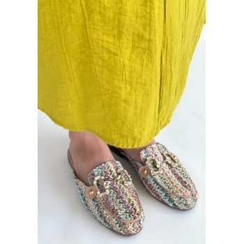 TAVSİYE EDİLEN GÜVENLİ SATICI Yenda Renkli Dokumalı Terlik