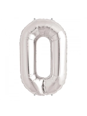0 Rakam Folyo Balon Gümüş  40 İnç
