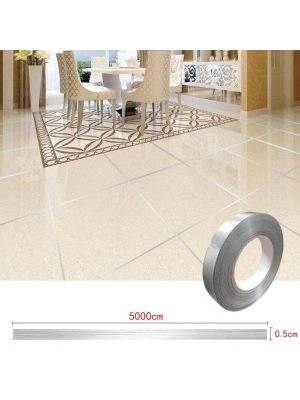 0.5 Cm Kalınlık Gümüş Fayans Arası Şerit Bandı 50 Metre Banyo Derz Dekor Bandı