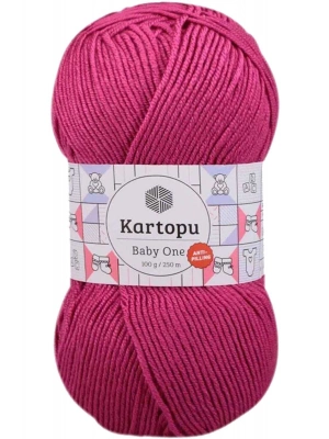1 Adet Baby One Tüylenmeyen El Örgü İpi Yünü Fuşya K245