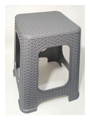 1 Adet Büyük Gri Tabure  Kir Tutmaz 45cm Hasır Örgü Yemek Masasına Uygun Alt Kuşaklı Sağlam Dizayn