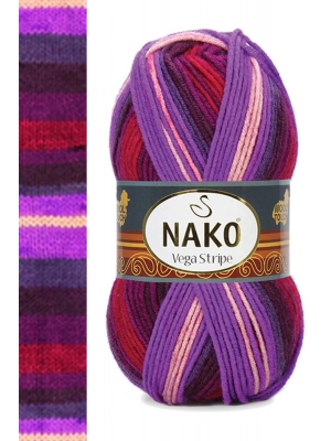 1 Adet Vega Stripe Premium Akrilik El Örgü İpi Yünü No: 82412