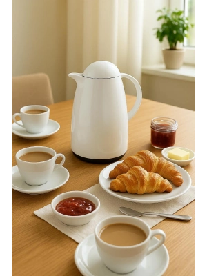 1 Lt Akrilik Soft Beyaz Çay Termosu 12 Saat Sıcak 24 Saat Soğuk