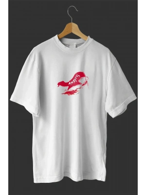 1 Mayıs Emekçiler Günü Baskılı Oversize Bisiklet Yaka T-shirt - Beyaz
