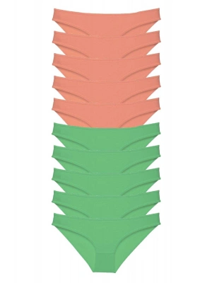 10 adet Eko Set Likralı Kadın Slip Külot Pudra Yeşil