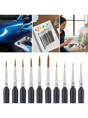 ® 10 Adet Hobi ve Araba Rötüş Fırça Seti – İnce Detay Boyama, Model Yapımı ve Araç Çizik Giderme İçin Çok Amaçlı Fırça Takımı