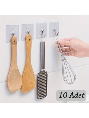 10 ADET Kendinden Yapışkanlı Şeffaf Askı