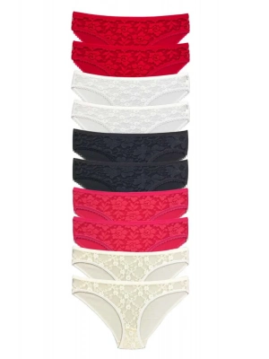 10 Adet Önü Dantelli Transparan Kadın Slip Külot S1