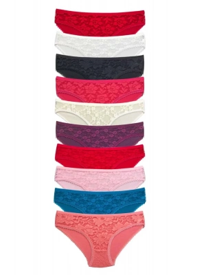 10 Adet Önü Dantelli Transparan Kadın Slip Külot S231