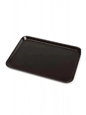 10 Adet Siyah Midi Boy Plastik Servis Tepsisi  Kırılmaz Lokanta Büfe Fast Food Kullanım (44x32 Cm)