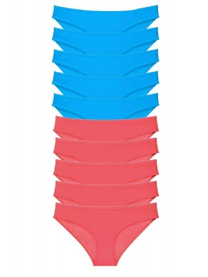 10 adet Süper Eko Set Likralı Kadın Slip Fuşya Mavi