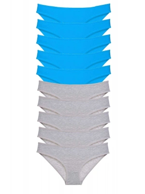 10 adet Süper Eko Set Likralı Kadın Slip Gri Mavi