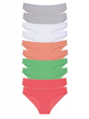 10 adet Süper Eko Set Likralı Kadın Slip Külot Gri Beyaz Pudra Yeşil Fuşya