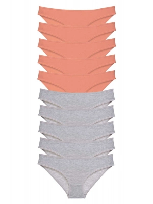 10 adet Süper Eko Set Likralı Kadın Slip Külot Pudra Gri