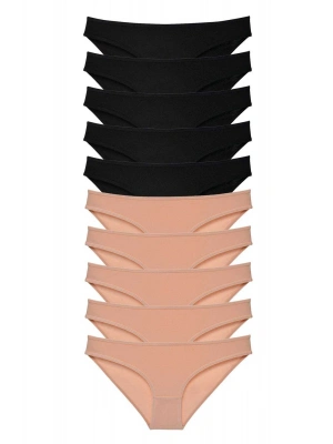 10 adet Süper Eko Set Likralı Kadın Slip Külot Siyah Ten