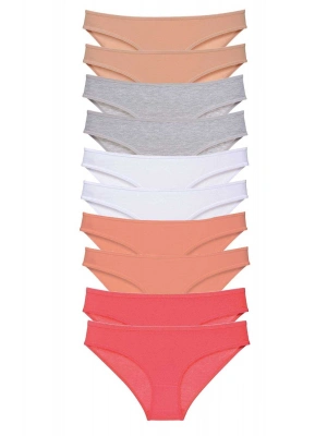 10 adet Süper Eko Set Likralı Kadın Slip Külot Ten Gri Beyaz Pudra Fuşya