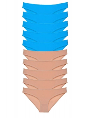 10 adet Süper Eko Set Likralı Kadın Slip Külot Ten Mavi