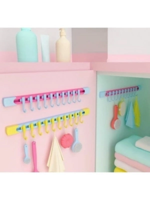 10 Kancalı Raylı Mutfak ve Banyo Düzenleyici Askı
