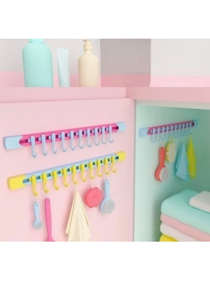 ® 10 Kancalı Raylı Mutfak ve Banyo Düzenleyici Askı 30 cm